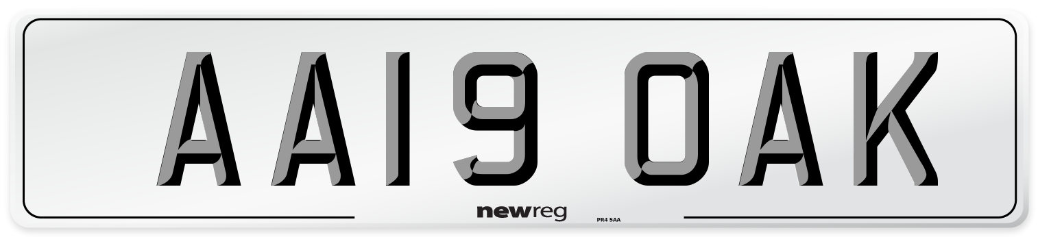 AA19 OAK Number Plate from New Reg